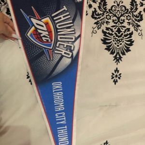 OKC BANNER SIGNED BY ADAMS